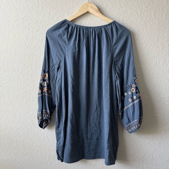 J. Jill Blue Blouse with Floral Embroidery - Picture 2 of 4